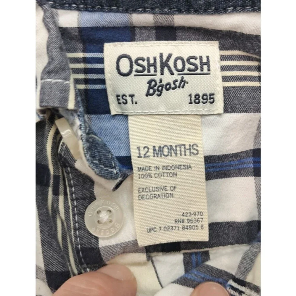 OshKosh B'Gosh  Baby Overalls Bibs Sz 12 Months Pants Long Sleeve Shirt 2 Pieces